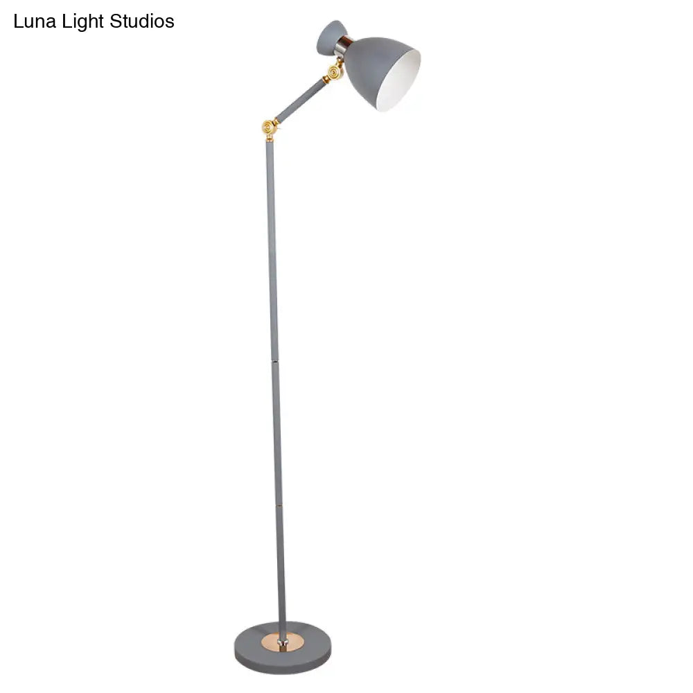 Macaron Metallic Flare Floor Lamp: Wide Rotatable Arm 1 Light Black/Pink/White