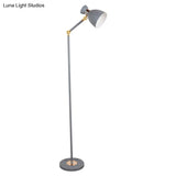 Macaron Metallic Flare Floor Lamp: Wide Rotatable Arm 1 Light Black/Pink/White