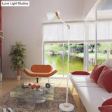 Macaron Metallic Flare Floor Lamp: Wide Rotatable Arm 1 Light Black/Pink/White