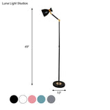 Macaron Metallic Flare Floor Lamp: Wide Rotatable Arm 1 Light Black/Pink/White
