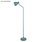 Macaron Metallic Flare Floor Lamp: Wide Rotatable Arm 1 Light Black/Pink/White