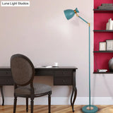 Macaron Metallic Flare Floor Lamp: Wide Rotatable Arm 1 Light Black/Pink/White