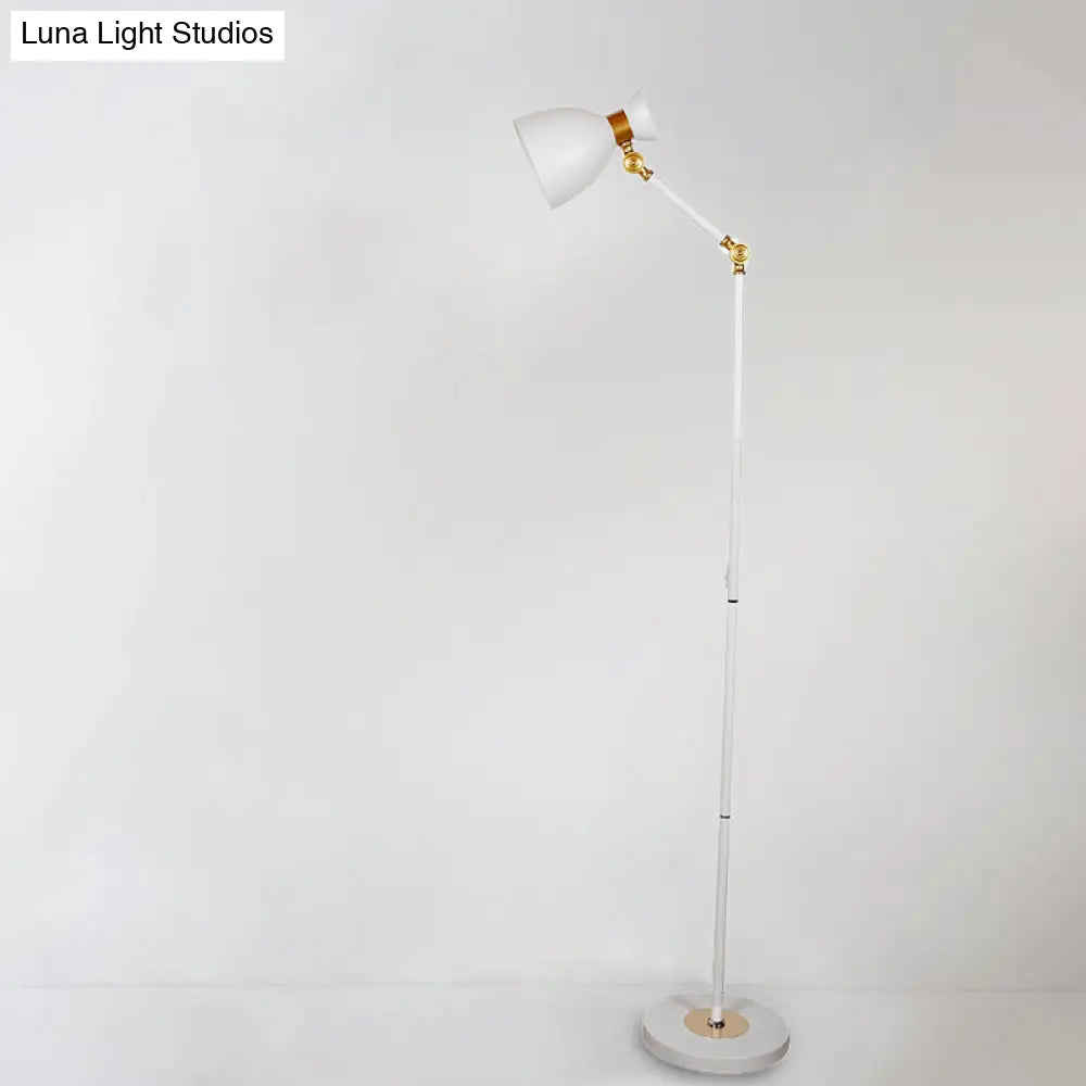 Macaron Metallic Flare Floor Lamp: Wide Rotatable Arm 1 Light Black/Pink/White