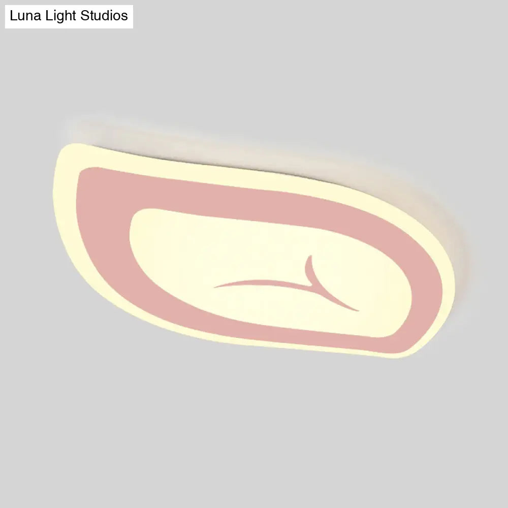 Macaron Nursing Room Led Ceiling Light Fixture - Flush Mount Acrylic Leaf Design
