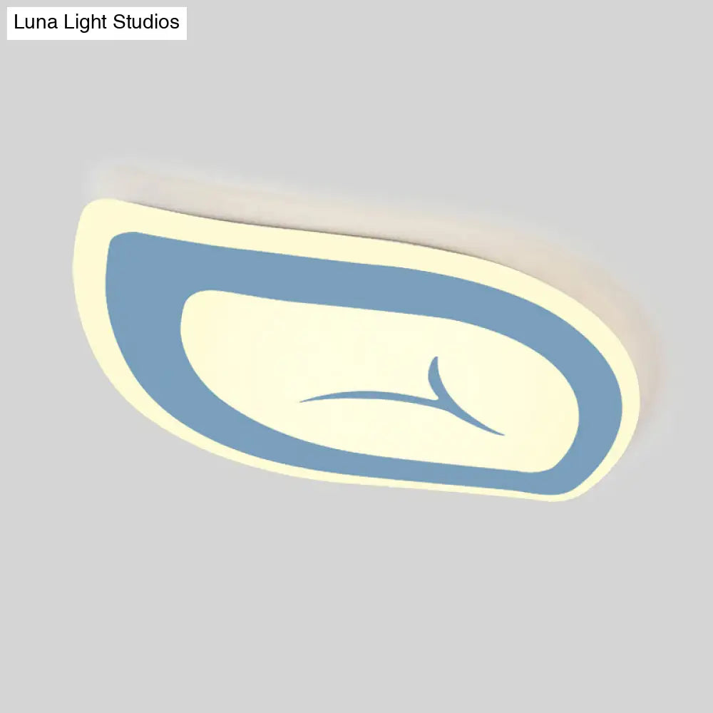 Macaron Nursing Room Led Ceiling Light Fixture - Flush Mount Acrylic Leaf Design