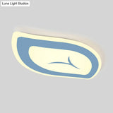 Macaron Nursing Room Led Ceiling Light Fixture - Flush Mount Acrylic Leaf Design