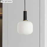 Macaron Pendant Light: Black/Pink/Blue Cylinder/Oval/Drum White Glass Shade 5’/8’/12’ Wide