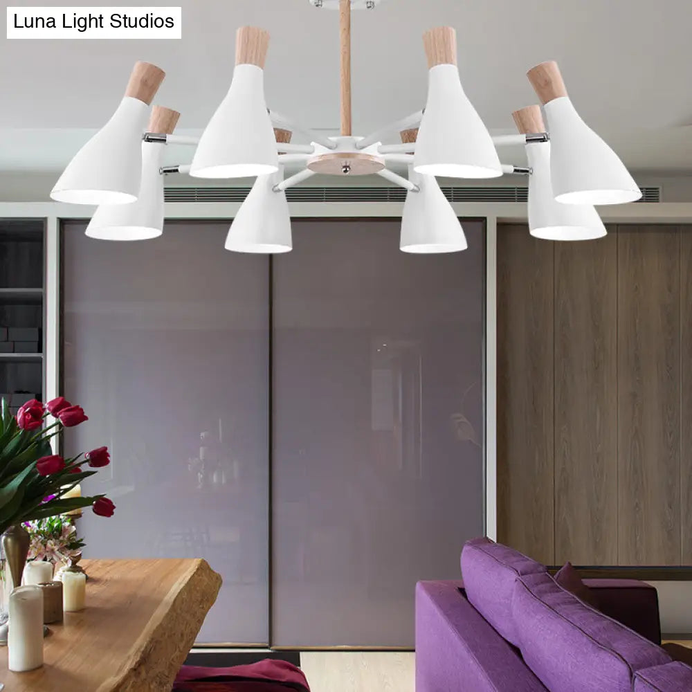 Macaron Pendant Light: Bottle Shape Chandelier For Living Room - 8 Bulbs Metal Finish
