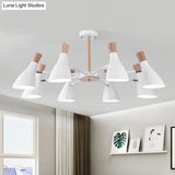 Macaron Pendant Light: Bottle Shape Chandelier For Living Room - 8 Bulbs Metal Finish