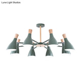 Macaron Pendant Light: Bottle Shape Chandelier For Living Room - 8 Bulbs Metal Finish