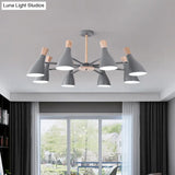 Macaron Pendant Light: Bottle Shape Chandelier For Living Room - 8 Bulbs Metal Finish