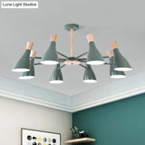Macaron Pendant Light: Bottle Shape Chandelier For Living Room - 8 Bulbs Metal Finish