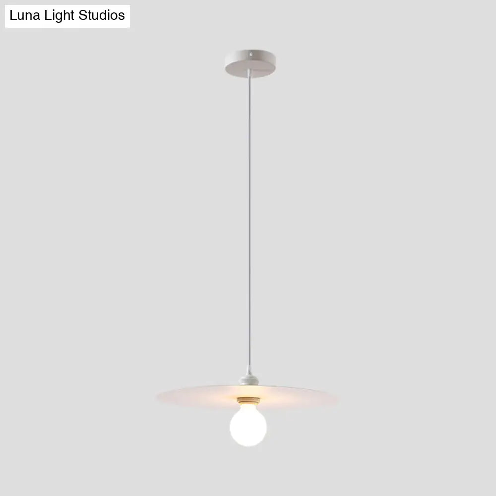 Macaron Pendant Light With Metal Disc Shade Multi Color Options And Single Bulb