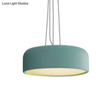 Macaron Single-Bulb Aluminum Pendant Lamp - Green/Textured White/Blue Hanging Ceiling Suspension For