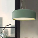 Macaron Single-Bulb Aluminum Pendant Lamp - Green/Textured White/Blue Hanging Ceiling Suspension For