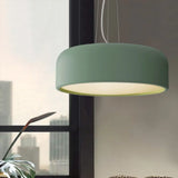 Macaron Single-Bulb Aluminum Pendant Lamp - Green/Textured White/Blue Hanging Ceiling Suspension For