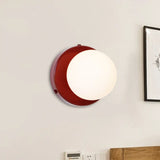 Macaron Small Wall Lighting Milk Glass Bathroom Sconce In Pink/Green/Burgundy Burgundy