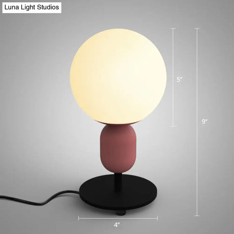 Macaron Spherical Night Lamp - White Glass Table Light For Childrens Bedroom