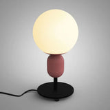 Macaron Spherical Night Lamp - White Glass Table Light For Childrens Bedroom Pink / Long Arm