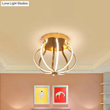 Macaron Style Aluminum Led Ceiling Light - Yellow/Blue Pear Cage Semi Flush Mount For Bedroom