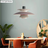 Macaron Style Aluminum Pendant Light With Flared Shade - 3 Layers 1 Black/Gray 12’/16’ Wide