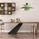 Macaron Style Aluminum Pendant Light With Flared Shade - 3 Layers 1 Black/Gray 12’/16’ Wide
