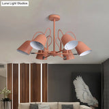 Macaron Style Candy-Colored Chandelier - Foyer Kindergarten Pendant Light With 6 Metal Lights