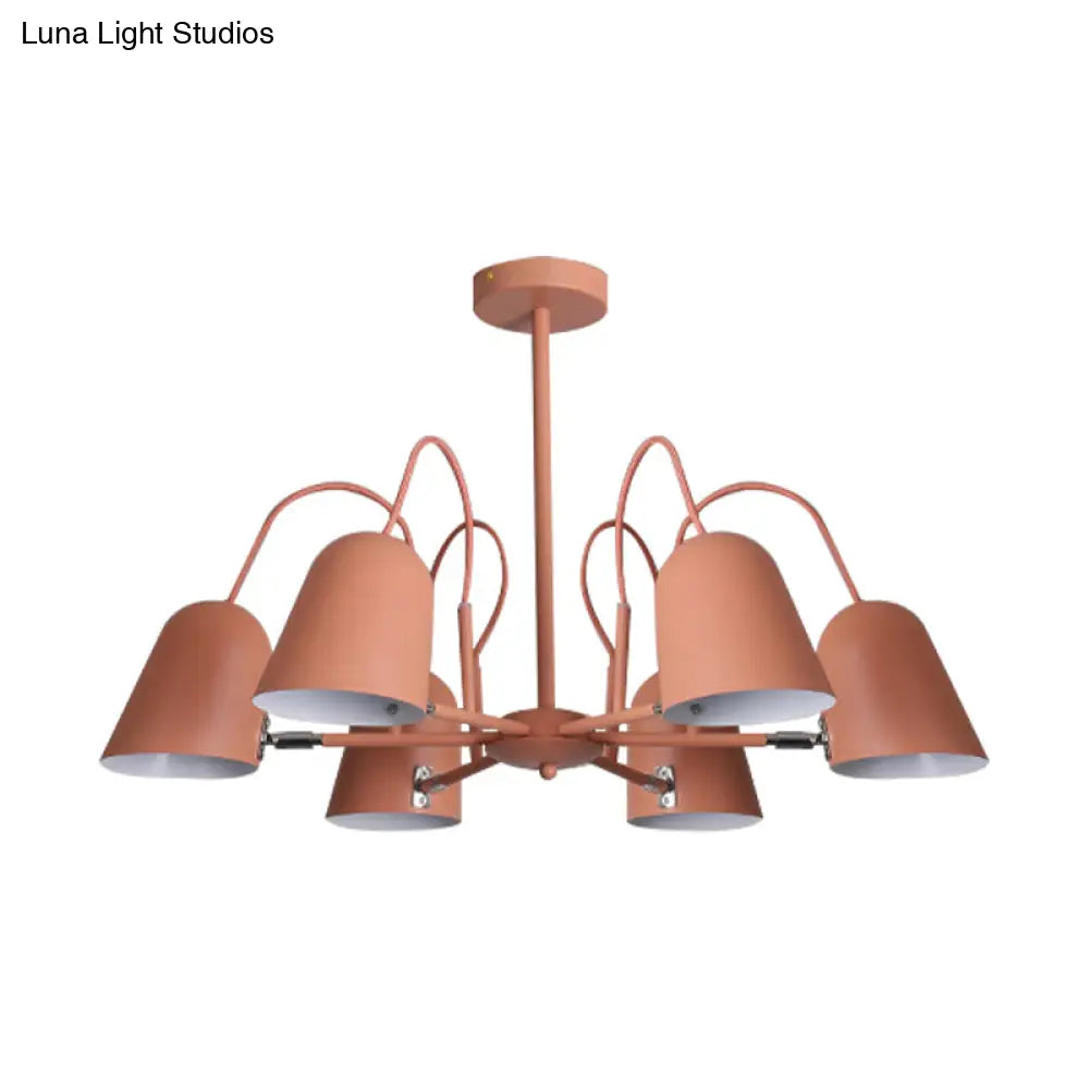 Macaron Style Candy-Colored Chandelier - Foyer Kindergarten Pendant Light With 6 Metal Lights