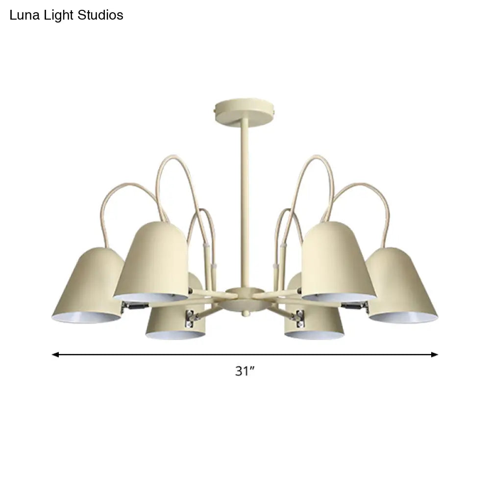 Macaron Style Candy-Colored Chandelier - Foyer Kindergarten Pendant Light With 6 Metal Lights
