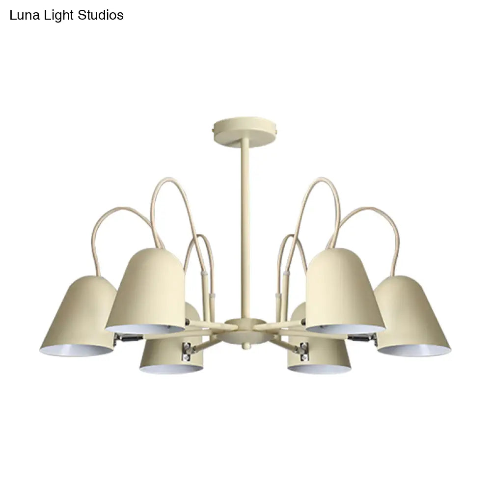 Macaron Style Candy-Colored Chandelier - Foyer Kindergarten Pendant Light With 6 Metal Lights