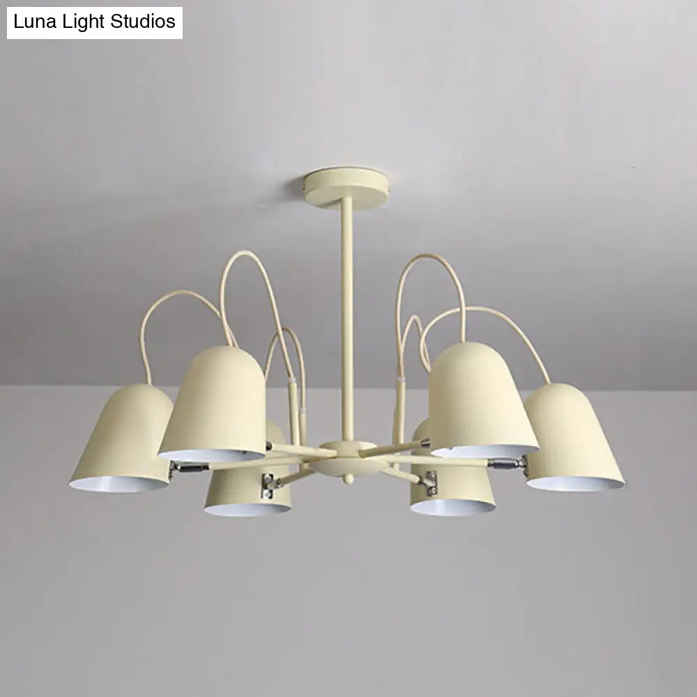 Macaron Style Candy-Colored Chandelier - Foyer Kindergarten Pendant Light With 6 Metal Lights