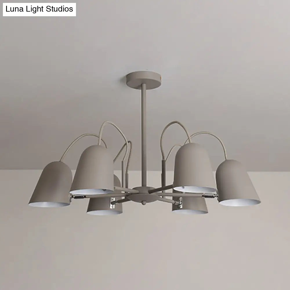 Macaron Style Candy-Colored Chandelier - Foyer Kindergarten Pendant Light With 6 Metal Lights