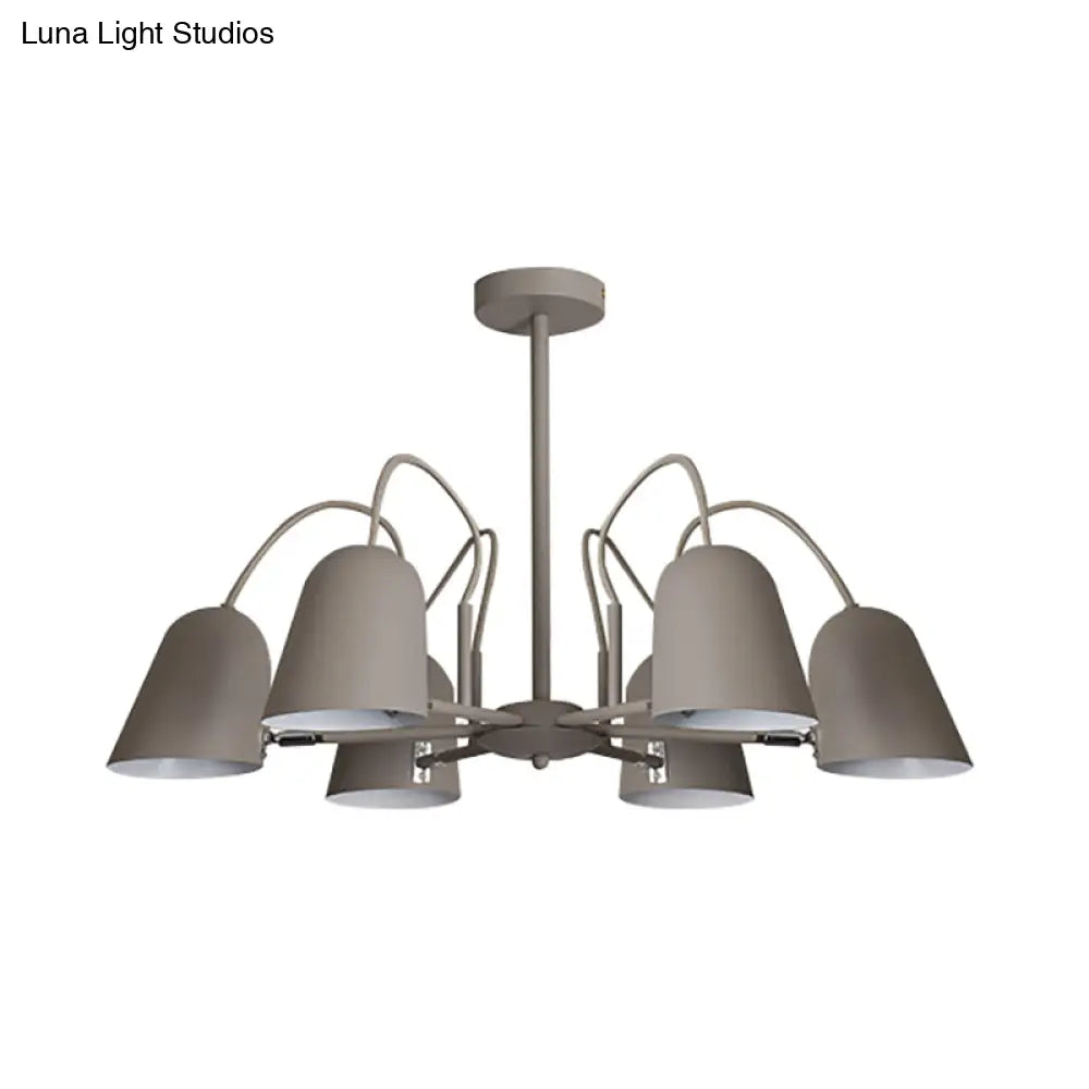Macaron Style Candy-Colored Chandelier - Foyer Kindergarten Pendant Light With 6 Metal Lights