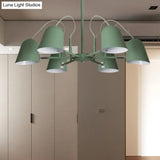 Macaron Style Candy-Colored Chandelier - Foyer Kindergarten Pendant Light With 6 Metal Lights