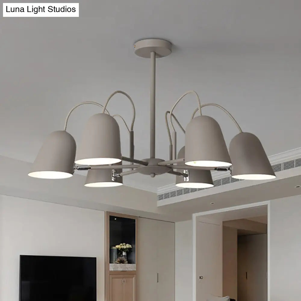 Macaron Style Candy-Colored Chandelier - Foyer Kindergarten Pendant Light With 6 Metal Lights