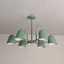 Macaron Style Candy-Colored Chandelier - Foyer Kindergarten Pendant Light With 6 Metal Lights Green