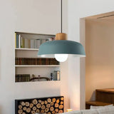 Macaron Style Metallic Hanging Light With Wide Bowl Shade - 1 Bulb Kitchen Pendant Lamp In