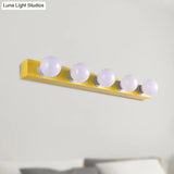 Macaron Style Metallic Vanity Light Fixture - Pink/Yellow 3/4 Lights For Bedroom Wall Lighting