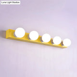 Macaron Style Metallic Vanity Light Fixture - Pink/Yellow 3/4 Lights For Bedroom Wall Lighting