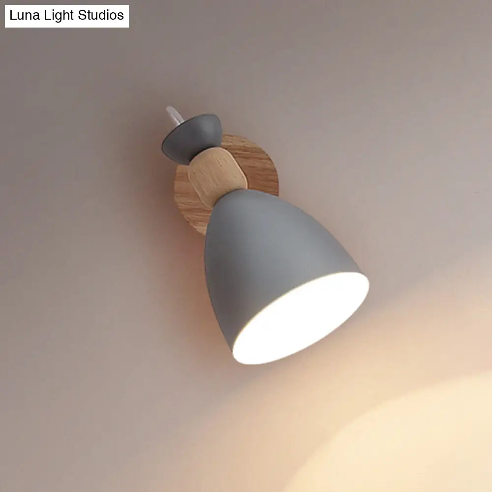 Macaron Style Rotatable Shade Wall Mounted Reading Light - 1-Light Metal Lamp For Bedroom