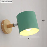Macaron Style Rotatable Shade Wall Mounted Reading Light - 1-Light Metal Lamp For Bedroom