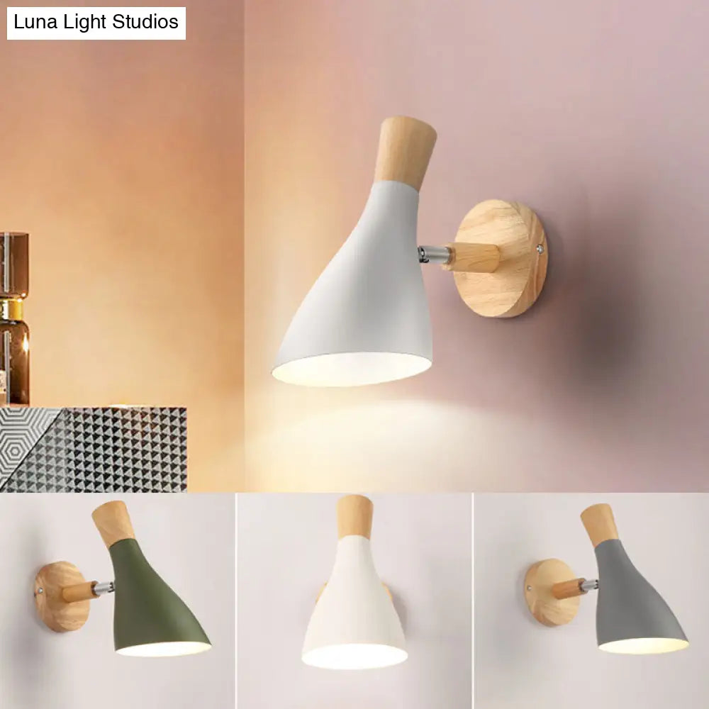 Macaron Style Rotatable Shade Wall Mounted Reading Light - 1-Light Metal Lamp For Bedroom
