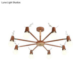 Macaron Sweet Cone Game Room Chandelier - Metal 8-Light Hanging Light With Antlers