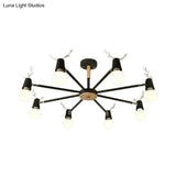 Macaron Sweet Cone Game Room Chandelier - Metal 8-Light Hanging Light With Antlers