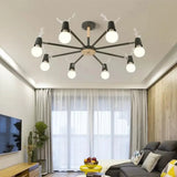 Macaron Sweet Cone Game Room Chandelier - Metal 8-Light Hanging Light With Antlers Grey