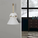 Macaron Wall Lamp - Black/White/Green 1-Light Metal Mounted Light For Bedroom With Arched Arm