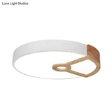 Macaron White/Pink/Blue - Wood Led Ceiling Light Fixture For Bedroom - Splicing Round Acrylic Flush