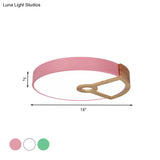 Macaron White/Pink/Blue - Wood Led Ceiling Light Fixture For Bedroom - Splicing Round Acrylic Flush