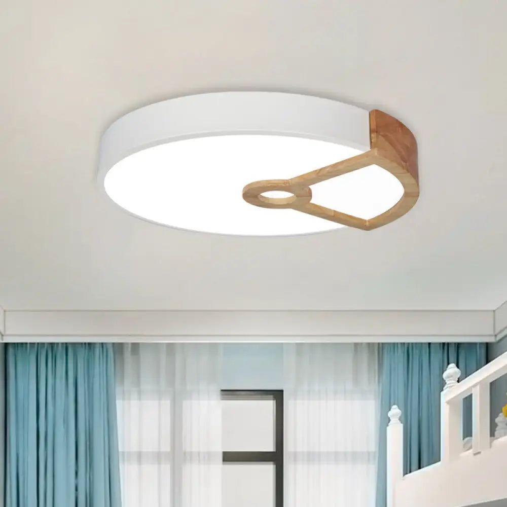 Macaron White/Pink/Blue - Wood Led Ceiling Light Fixture For Bedroom - Splicing Round Acrylic Flush
