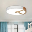 Macaron White/Pink/Blue - Wood Led Ceiling Light Fixture For Bedroom - Splicing Round Acrylic Flush